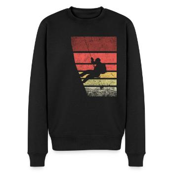 Klettern Retro Silhouette - Männer Premium Bio Pullover - Schwarz - Vorne - Nico (187cm)