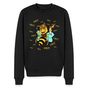 Cartoon Biene mit Trinkhorn und Honigwein - Met - Männer Premium Bio Pullover - Schwarz - Vorne - Nico (187cm)