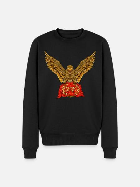 Roman Eagle with Flag - SPQR - Men's Premium Organic Jumper - black
