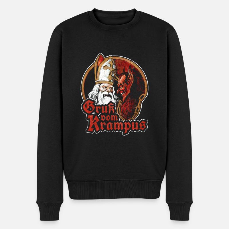 GRUß VOM KRAMPUS NIKOLAUS WEIHNACHTEN KRAMPUSTAG - Männer Premium Bio Pullover - Schwarz