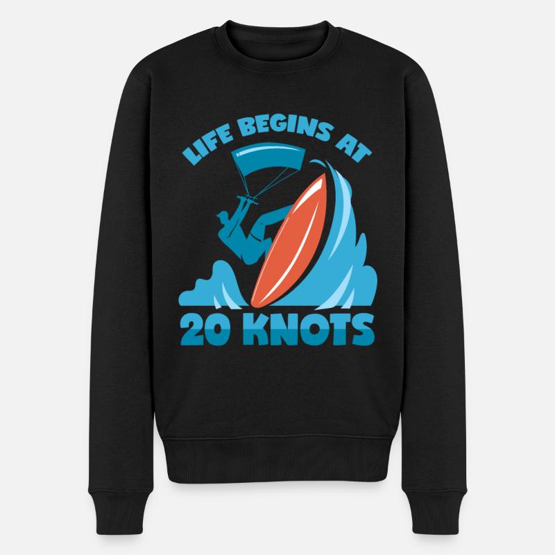 20 Knoten Spruch Kitesurfen Wassersport Kitesurfer - Männer Premium Bio Pullover - Schwarz
