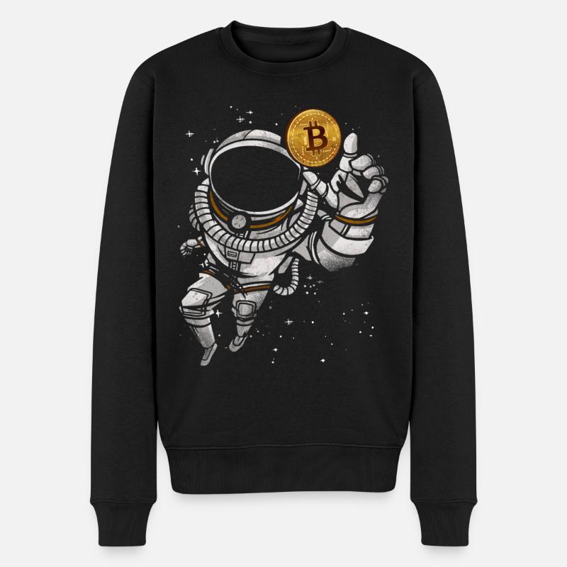 Bitcoin Crypto Astronaut - Männer Premium Bio Pullover - Schwarz