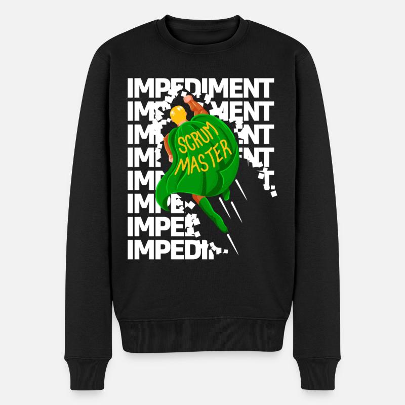 Superheld zerstört Impediments - Scrum Master - Männer Premium Bio Pullover - Schwarz