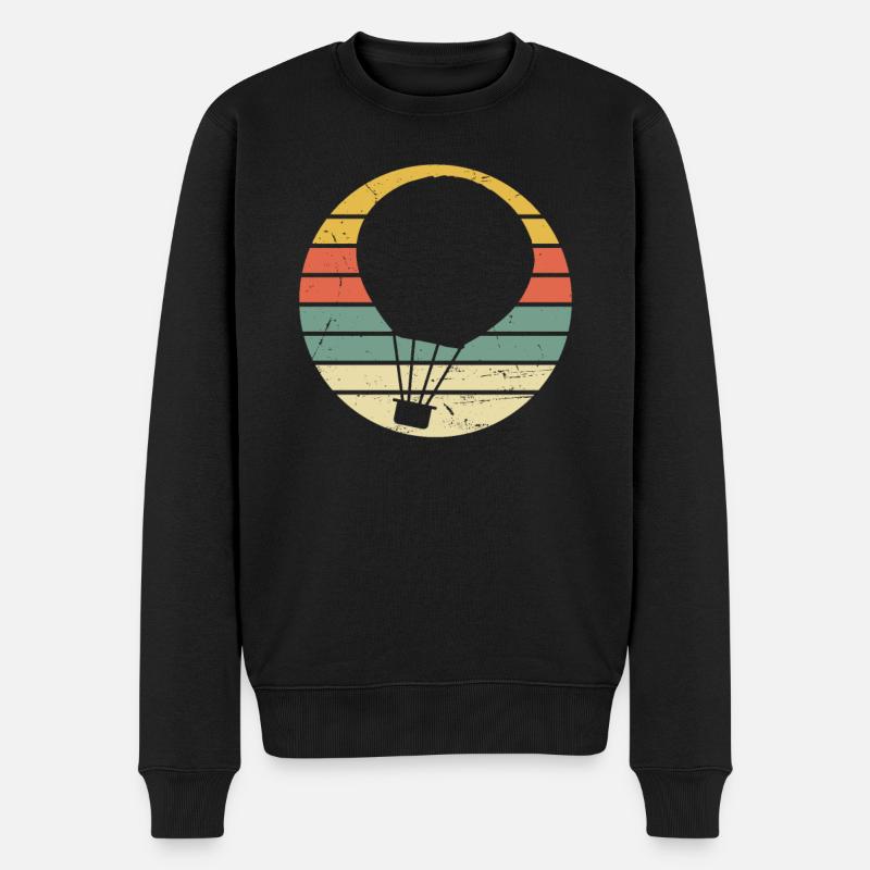 Retro Heißluftballon - Männer Premium Bio Pullover - Schwarz