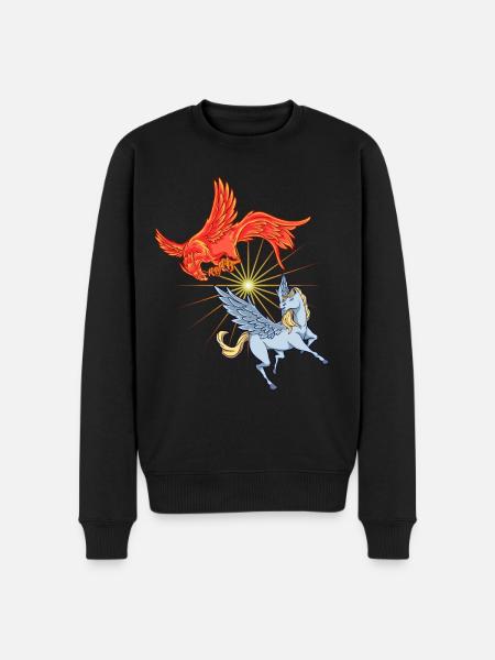 Animaux de la mythologie - Phoenix vs Pegasus - Pull Premium bio Homme - noir