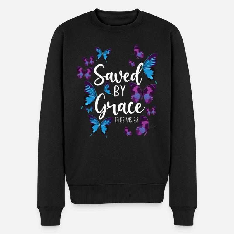 Christian Bible Verse Quote - Männer Premium Bio Pullover - Schwarz