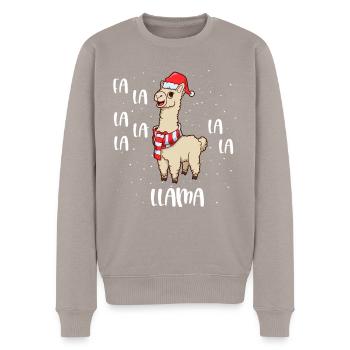 Weihnachtslama - Fa La La Llama - Männer Premium Bio Pullover - Taupe - Vorne - Nico (187cm)