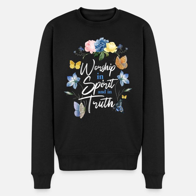 Christian Bible Verse Butterfly - Männer Premium Bio Pullover - Schwarz