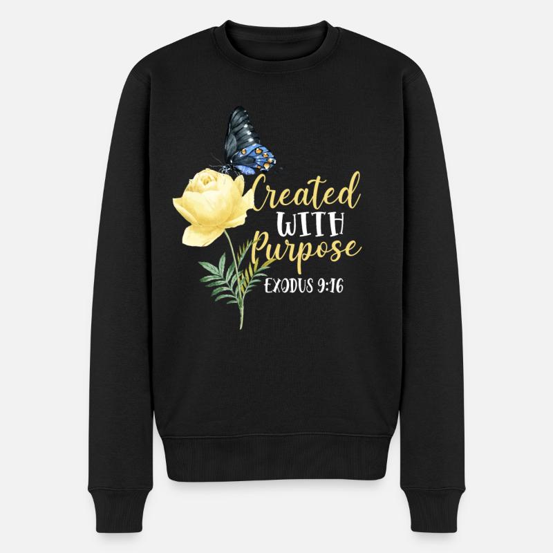 Christian Bible Verse Butterfly - Männer Premium Bio Pullover - Schwarz