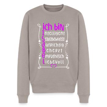 Für den besten Menschen - Ich bin Isabel - Männer Premium Bio Pullover - Taupe - Vorne - Nico (187cm)