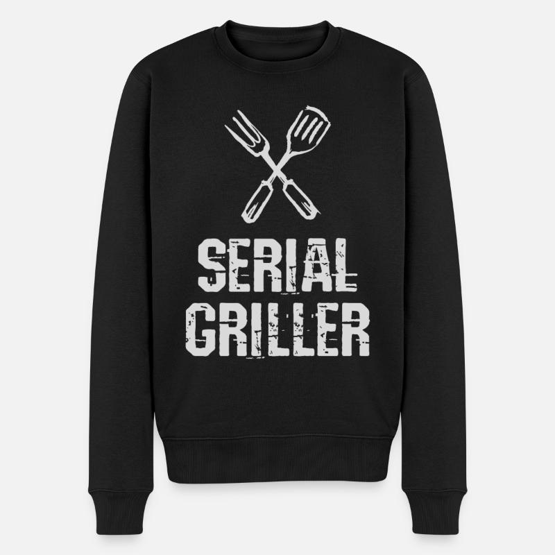 Seriengriller BBQ Grillprofi Grillbesteck - Männer Premium Bio Pullover - Schwarz