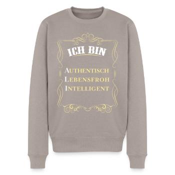 Für den besten Menschen - Ich bin Ali - Männer Premium Bio Pullover - Taupe - Vorne - Nico (187cm)