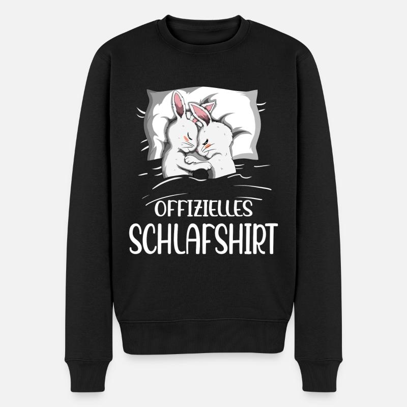 Hase Kaninchen Pyjama Offizielles Schlafshirt - Männer Premium Bio Pullover - Schwarz