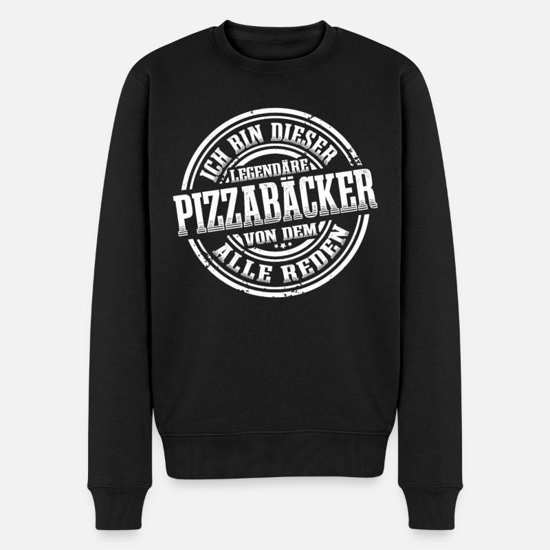 Pizzabäcker Legende Pizzeria Lustig Pizza - Männer Premium Bio Pullover - Schwarz