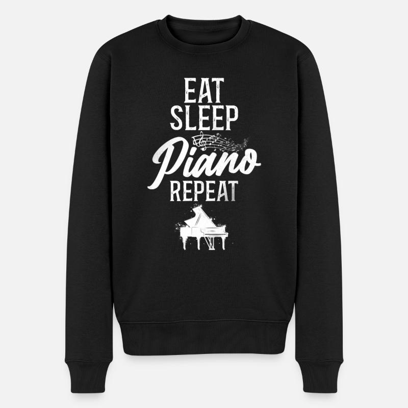 Piano Teacher Pianist Eat Sleep - Männer Premium Bio Pullover - Schwarz