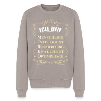Für den besten Menschen - Ich bin Mirko - Männer Premium Bio Pullover - Taupe - Vorne - Nico (187cm)