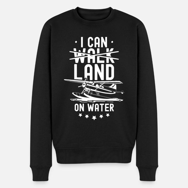 Ich Kann Auf Dem Wasser Landen Wasserflugzeug - Männer Premium Bio Pullover - Schwarz