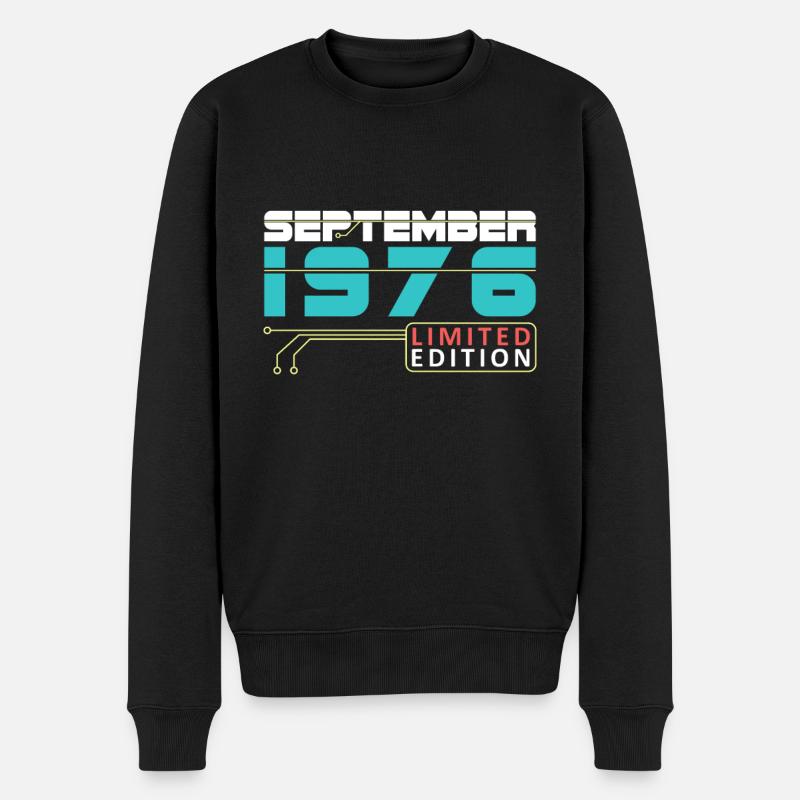 September 1976 - Geburtstag im September - Männer Premium Bio Pullover - Schwarz