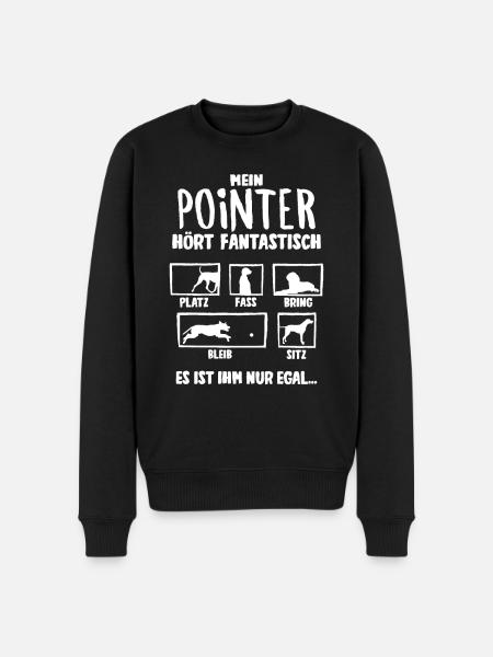 Mein Pointer hört fantastisch Hunde - Männer Premium Bio Pullover - Schwarz