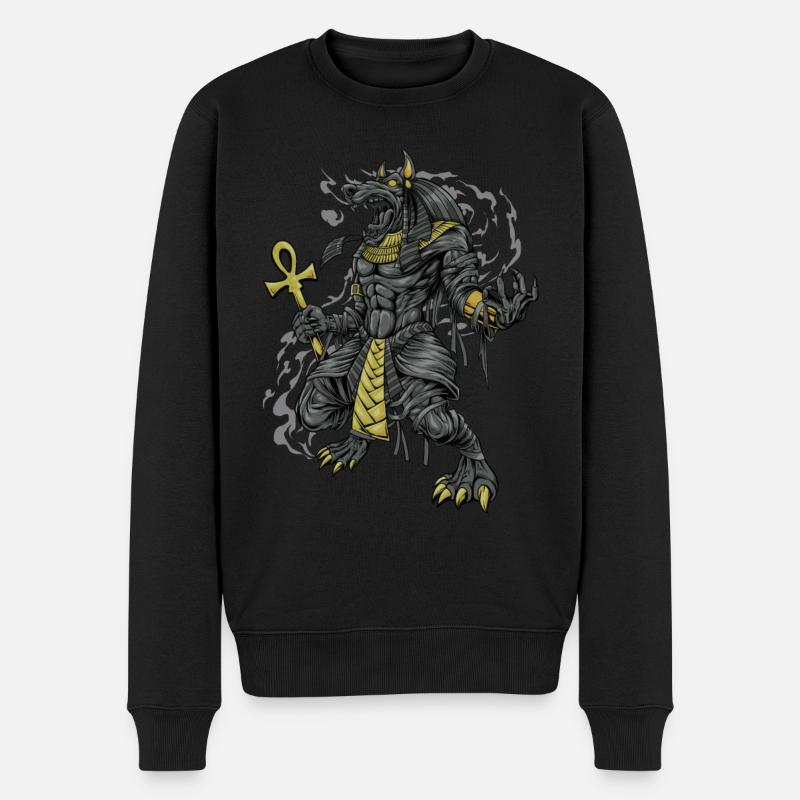 Ägyptischer Gott Anubis - Männer Premium Bio Pullover - Schwarz