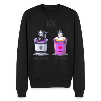 Ich ohne Kaffee Ich mit Kaffee Kaffetrinker Spruch - Männer Premium Bio Pullover - Schwarz - Vorne - Nico (187cm)