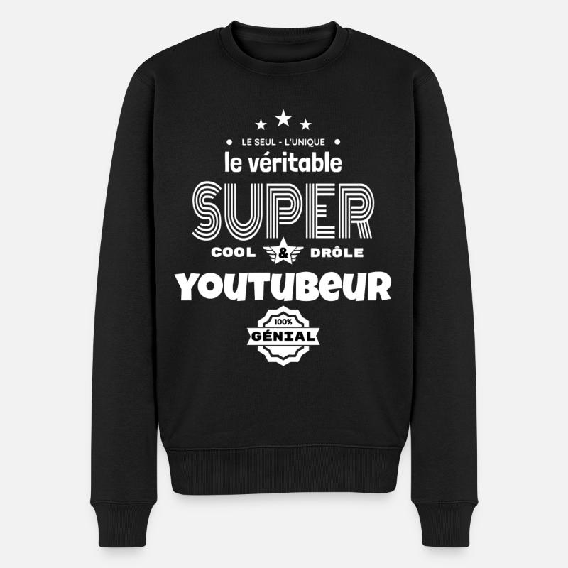 super youtubeur 100% génial t-shirt humour - Pull Premium bio Homme - noir