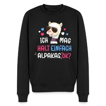 Ich liebe Alpakas Lama Liebhaber Alpakabesitzer - Männer Premium Bio Pullover - Schwarz - Vorne - Nico (187cm)