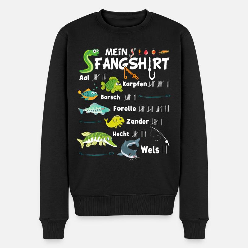 Mein Fangshirt - Fischarten - Angler Geschenke - Männer Premium Bio Pullover - Schwarz