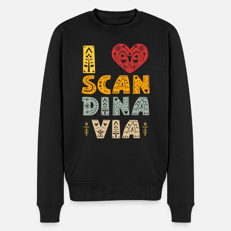 Ich Liebe Skandinavien Skandinavisch Skandinavier - Männer Premium Bio Pullover - Schwarz