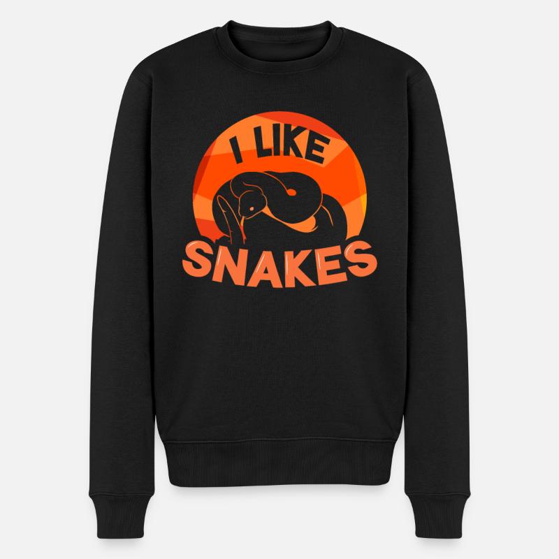 Ich Mag Schlangen Haustier Schlange Sprüche Tier - Männer Premium Bio Pullover - Schwarz