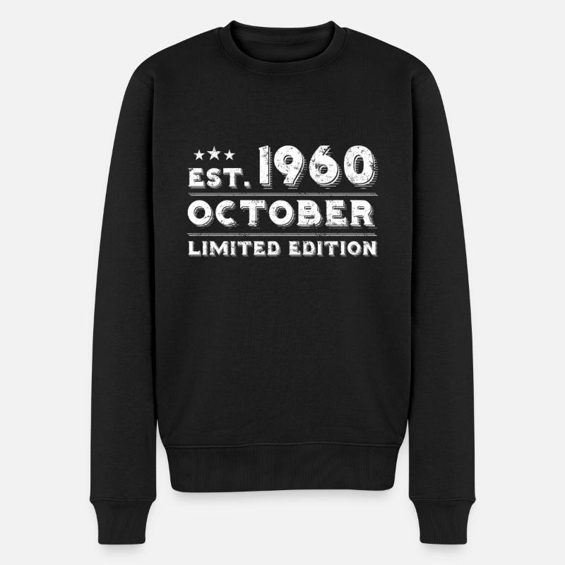 October 1960 - Geburtstag im Oktober - Männer Premium Bio Pullover - Schwarz