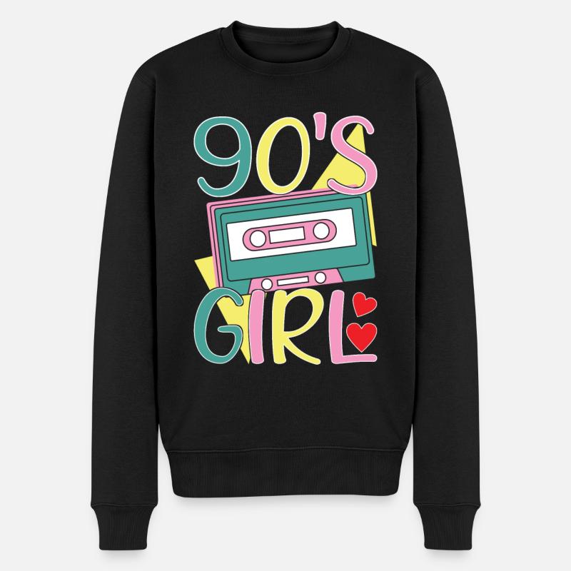 90er Party 90 s - Männer Premium Bio Pullover - Schwarz