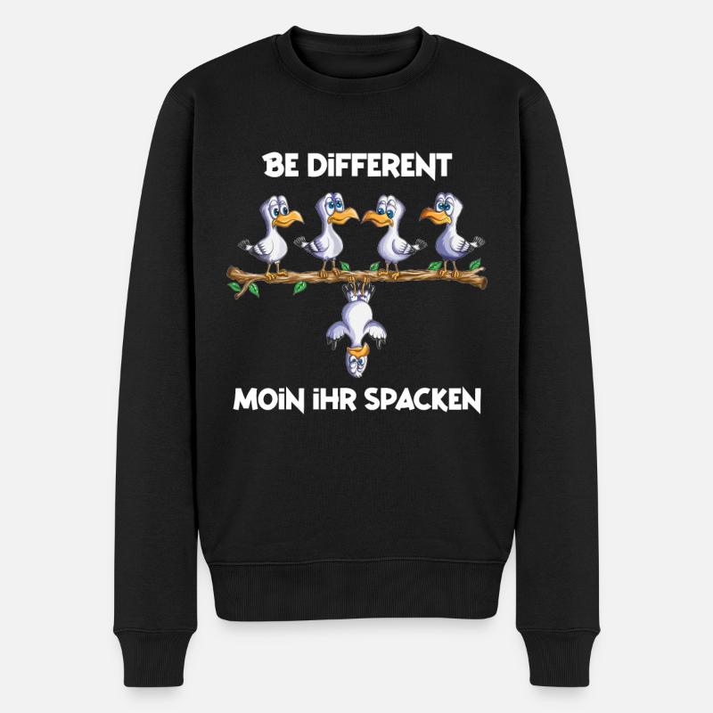 Möwe Möwen Spruch Moin ihr Spacken Norddeutschland - Männer Premium Bio Pullover - Schwarz