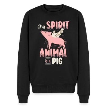 Schwein Tshirt Kinder Frauen Ferkel Pig Ferkelchen - Männer Premium Bio Pullover - Schwarz - Vorne - Nico (187cm)