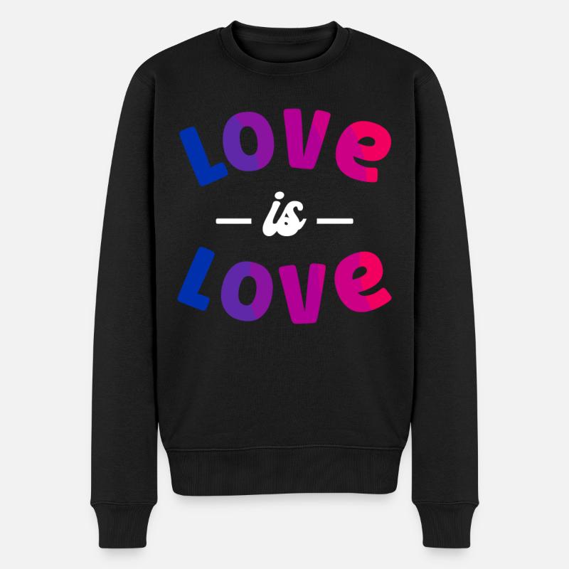 Bisexual Bi Pride Flag Love Is - Männer Premium Bio Pullover - Schwarz