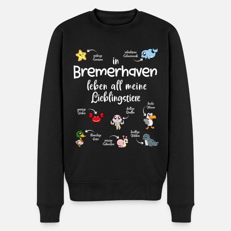 Meine Lieblingstiere in Bremerhaven - Männer Premium Bio Pullover - Schwarz