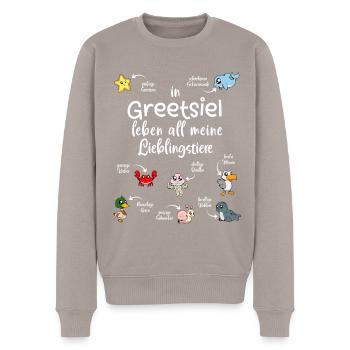 Meine Lieblingstiere in Greetsiel - Männer Premium Bio Pullover - Taupe - Vorne - Nico (187cm)