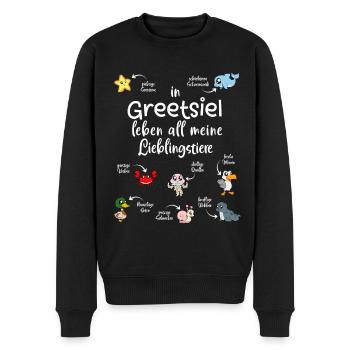 Meine Lieblingstiere in Greetsiel - Männer Premium Bio Pullover - Schwarz - Vorne - Nico (187cm)