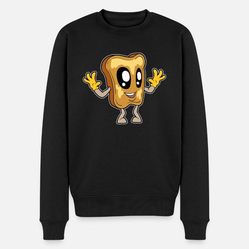 Kawaii Toastbrot - Männer Premium Bio Pullover - Schwarz