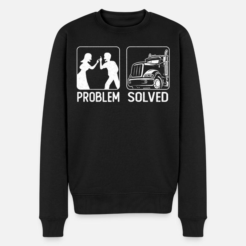 Trucker Truck Driver Wife Husband - Männer Premium Bio Pullover - Schwarz
