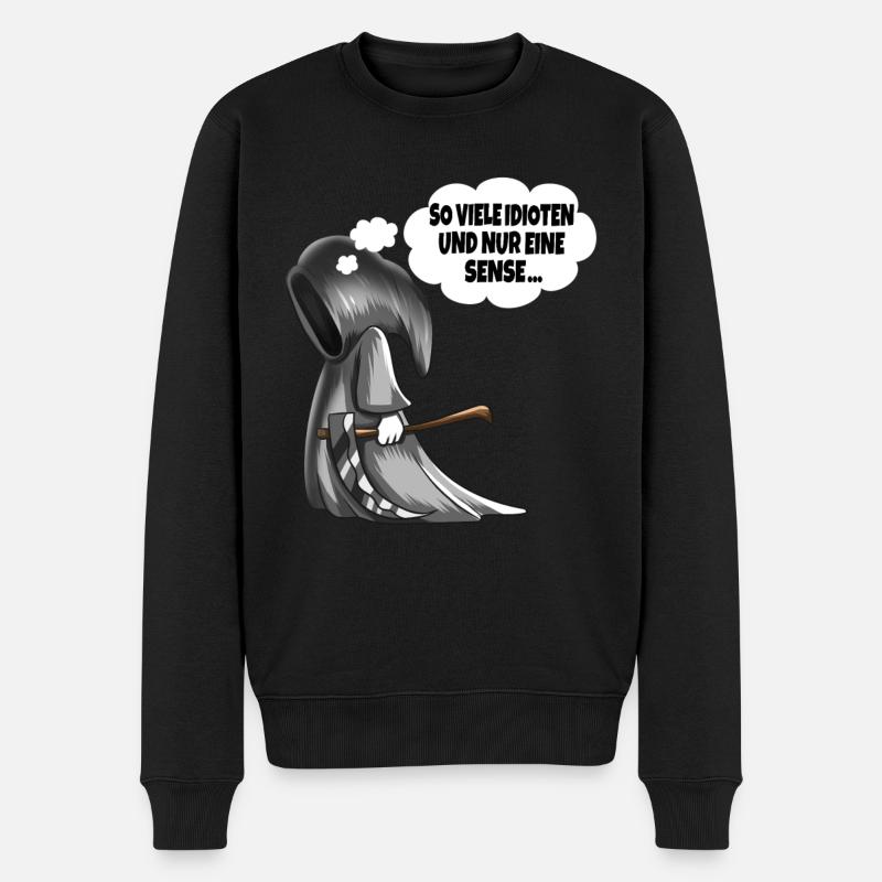 So viele Idioten und nur eine Sense Sensenmann - Männer Premium Bio Pullover - Schwarz