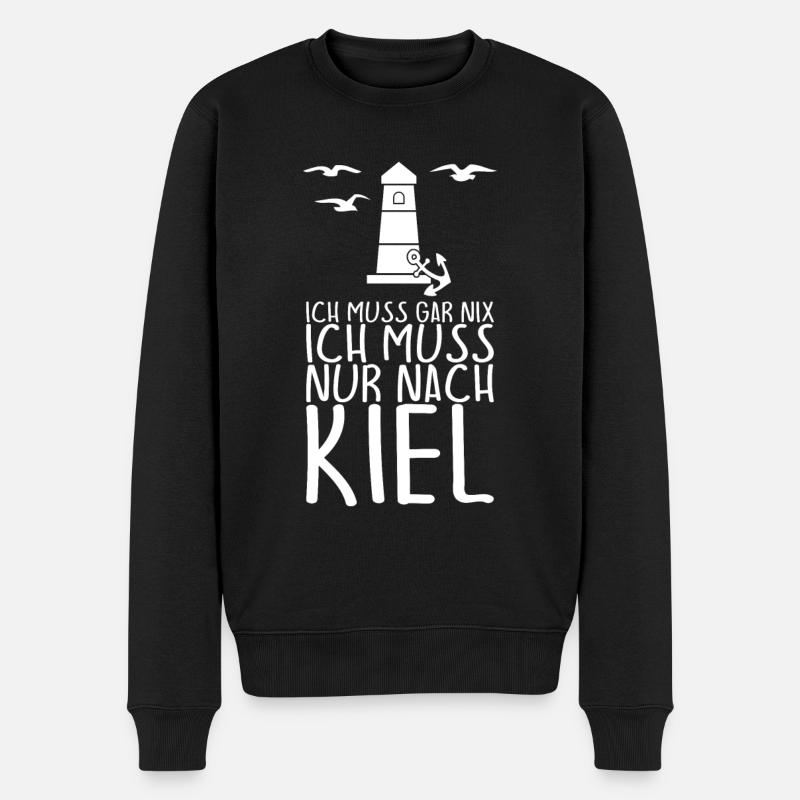 Ich muss gar nix Ich muss nur nach KIEL - Männer Premium Bio Pullover - Schwarz