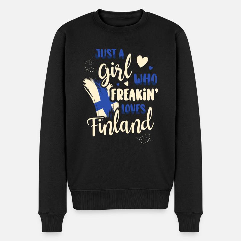 Finnland Tshirt Finland Skandinavien - Männer Premium Bio Pullover - Schwarz