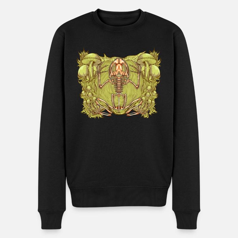 Squelette de grenouille entre champignons - Pull Premium bio Homme - noir