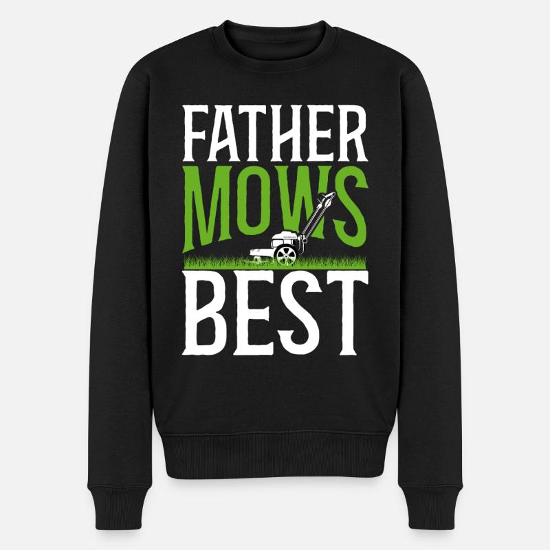 Lawn Mower Mowing Dad Father - Männer Premium Bio Pullover - Schwarz