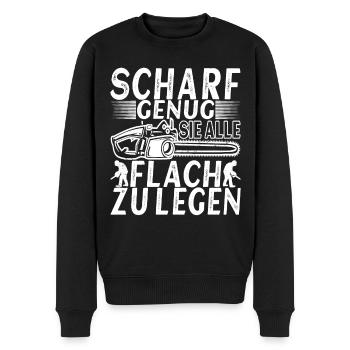 Holzfäller Förster - Männer Premium Bio Pullover - Schwarz - Vorne - Nico (187cm)