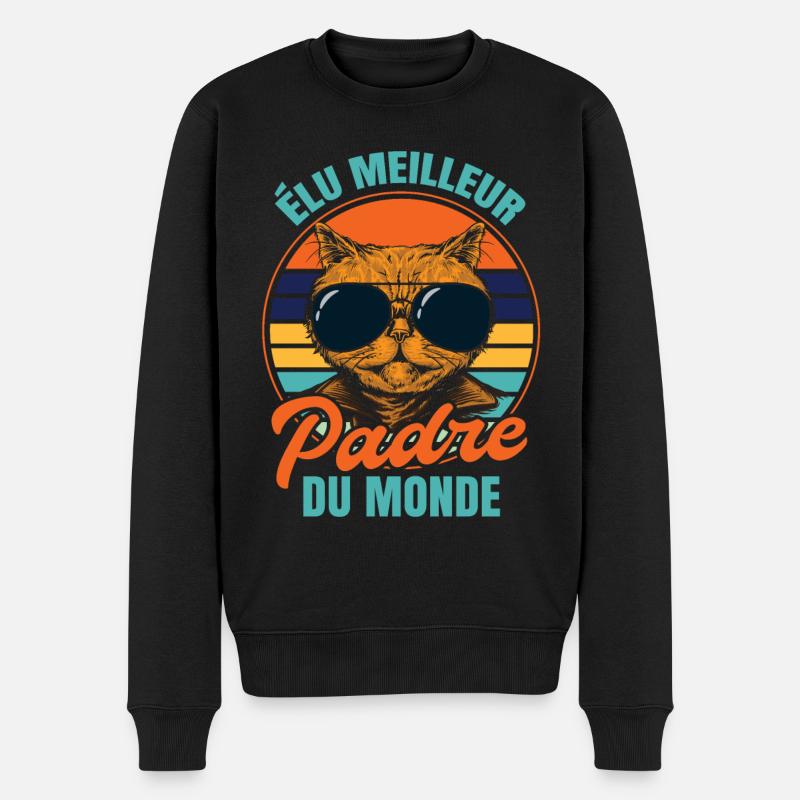 Élu meilleur padre propriétaire chats - Pull Premium bio Homme - noir