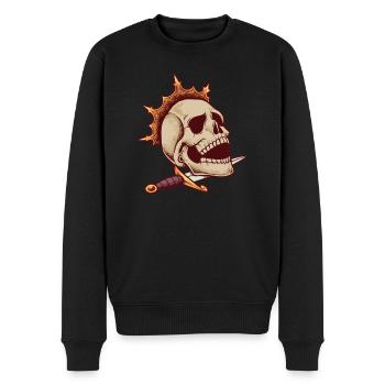 Dolch und Krone - majestätischer Schädel - Männer Premium Bio Pullover - Schwarz - Vorne - Nico (187cm)