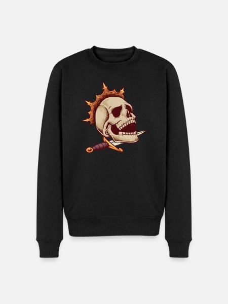 Dagger and crown - majestic skull - Men's Premium Organic Jumper - black