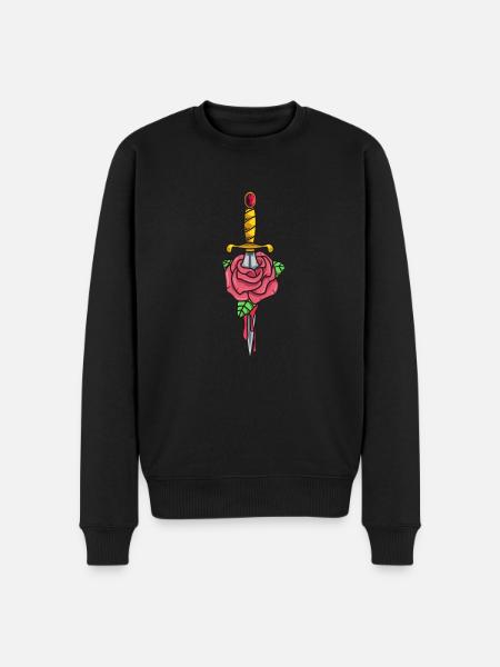 Gothic Dagger with Rose - Men's Premium Organic Jumper - black